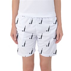 Black And White Cricket Sport Motif Print Pattern Women s Basketball Shorts by dflcprintsclothing