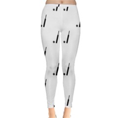 Black And White Cricket Sport Motif Print Pattern Inside Out Leggings by dflcprintsclothing