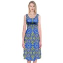 Gold And Blue Fancy Ornate Pattern Midi Sleeveless Dress View1