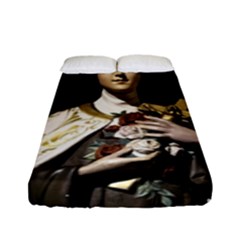 Virgin Mary Sculpture Dark Scene Fitted Sheet (full/ Double Size) by dflcprintsclothing