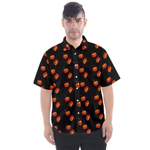 Kawaii Pumpkin Black Men s Short Sleeve Shirt by vintage2030