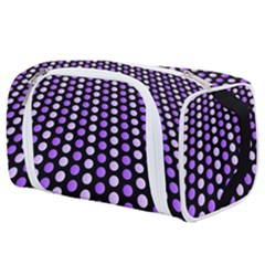 Purple And Pink Dots Pattern, Black Background Toiletries Pouch by Casemiro