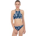 Blue leaves Racer Front Bikini Set View1