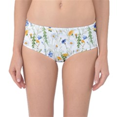 Summer Flowers Pattern Mid-waist Bikini Bottoms by goljakoff