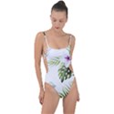 Flowers Tie Strap One Piece Swimsuit View1