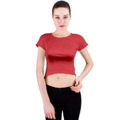 Amaranth Red & Black - Crew Neck Crop Top by FashionLane