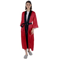 Amaranth Red & Black - Maxi Satin Kimono by FashionLane