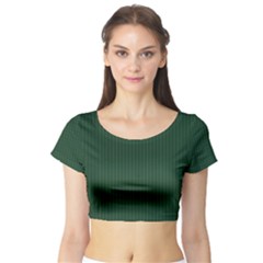 Eden Green & White - Short Sleeve Crop Top by FashionLane