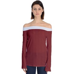 Berry Red & White - Off Shoulder Long Sleeve Top by FashionLane