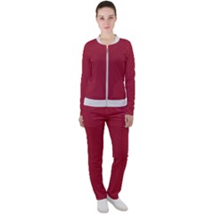 Vivid Burgundy & White - Casual Jacket And Pants Set by FashionLane