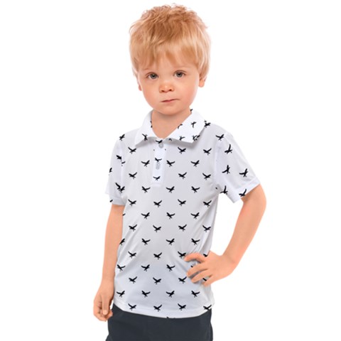 Birds Flying Motif Silhouette Print Pattern Kids  Polo Tee by dflcprintsclothing