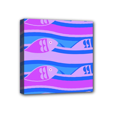 Fish Texture Blue Violet Module Mini Canvas 4  X 4  (stretched)