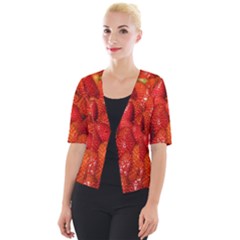 Colorful Strawberries At Market Display 1 Cropped Button Cardigan by dflcprintsclothing