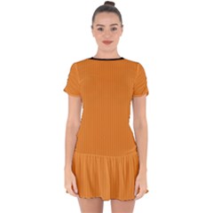 Cadmium Orange - Drop Hem Mini Chiffon Dress by FashionLane