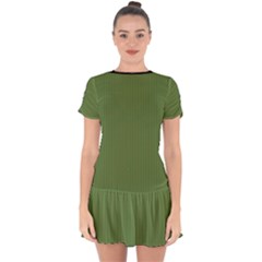 Crocodile Green - Drop Hem Mini Chiffon Dress by FashionLane