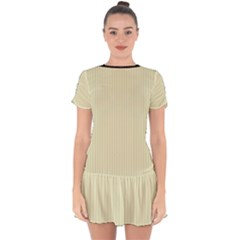 Pale Yellow - Drop Hem Mini Chiffon Dress by FashionLane