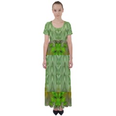 Landscape In A Green Structural Habitat Ornate High Waist Short Sleeve Maxi Dress by pepitasart