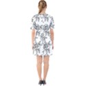 Line Art Black And White Rose Sixties Short Sleeve Mini Dress View2