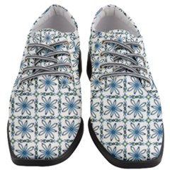 Blue Floral Pattern Women Heeled Oxford Shoes by MintanArt