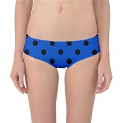 Large Black Polka Dots On Absolute Zero Blue - Classic Bikini Bottoms by FashionLane