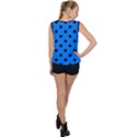 Large Black Polka Dots On Azure Blue - Bubble Hem Chiffon Tank Top View2