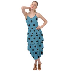 Large Black Polka Dots On Blue Moon - Layered Bottom Dress by FashionLane