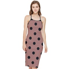 Large Black Polka Dots On Blast-off Bronze - Bodycon Cross Back Summer Dress by FashionLane