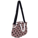 Large Black Polka Dots On Burnished Brown - Rope Handles Shoulder Strap Bag View2