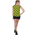 Large Black Polka Dots On Acid Green - Bubble Hem Chiffon Tank Top View2