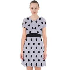 Large Black Polka Dots On Cloudy Grey - Adorable In Chiffon Dress by FashionLane