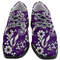 Floral Blue Pattern  Women Heeled Oxford Shoes by MintanArt