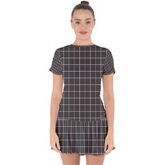 Gray Plaid Drop Hem Mini Chiffon Dress by goljakoff