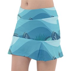 Illustration Of Palm Leaves Waves Mountain Hills Tennis Skorts by HermanTelo