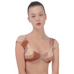 Online Woman Beauty Brown Cap Sleeve Ring Bikini Top by Mariart