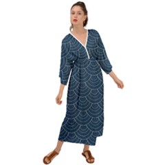 Blue Sashiko Grecian Style  Maxi Dress by goljakoff