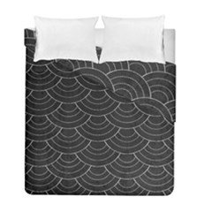 Black Sashiko Ornament Duvet Cover Double Side (full/ Double Size) by goljakoff