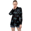 Just Beauty Words Motif Print Pattern Long Sleeve Satin Shirt View1