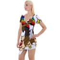  Rainbow Stoner Owl Short Sleeve Asymmetric Mini Dress View1