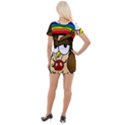  Rainbow Stoner Owl Short Sleeve Asymmetric Mini Dress View2