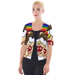  Rainbow Stoner Owl Cropped Button Cardigan by IIPhotographyAndDesigns