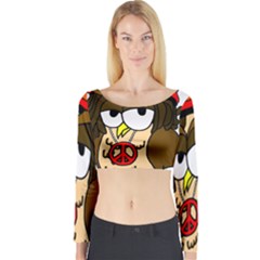  Rainbow Stoner Owl Long Sleeve Crop Top by IIPhotographyAndDesigns