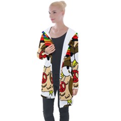  Rainbow Stoner Owl Longline Hooded Cardigan by IIPhotographyAndDesigns