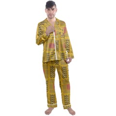 Digital Paper African Tribal Men s Long Sleeve Satin Pajamas Set by HermanTelo