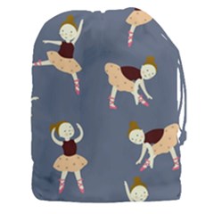 Cute  Pattern With  Dancing Ballerinas On The Blue Background Drawstring Pouch (3xl) by EvgeniiaBychkova