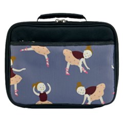 Cute  Pattern With  Dancing Ballerinas On The Blue Background Lunch Bag by EvgeniiaBychkova