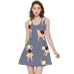 Cute  Pattern With  Dancing Ballerinas On The Blue Background Inside Out Reversible Sleeveless Dress by EvgeniiaBychkova