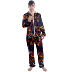 Butterfly Floral Pattern Men s Long Sleeve Satin Pajamas Set by ArtsyWishy