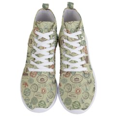 Beige Denim With Logos Men s Lightweight High Top Sneakers by ArtsyWishy