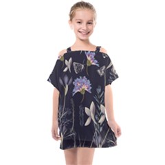 Butterflies And Flowers Painting Kids  One Piece Chiffon Dress by ArtsyWishy