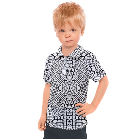 Modern Black And White Geometric Print Kids  Polo Tee by dflcprintsclothing